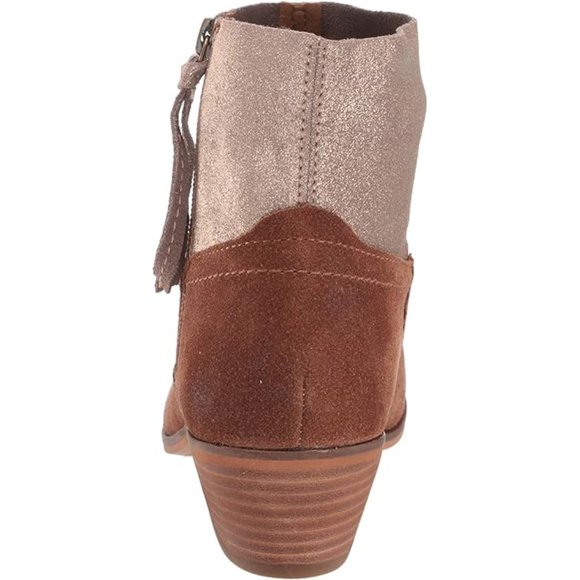 FRYE AND CO. WOMEN'S TAN SUEDE  RUBIE ZIP ANKLE BOOTS SIZE 9 NEW GLITTER LEATHER - Picture 4 of 13